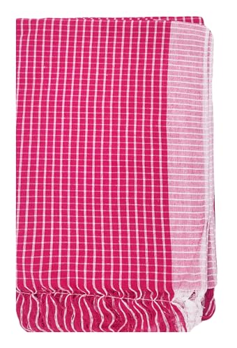 Image of Handloom Pure Cotton Traditional God Towel | Gamcha /Angocha Towel | Fast Absorbing Bath Towels for Men, Women & Kids | Perfect for Everyday Use |Pack of 1 | Size 76 x152 cm | Pink
