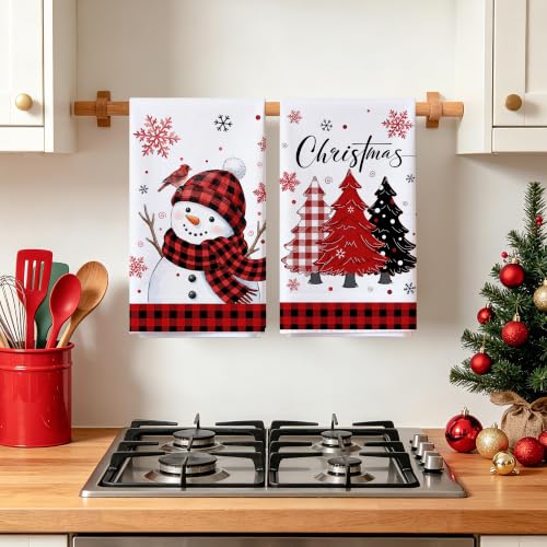 Image of Hexagram Christmas Hand Towels for Bathroom Set of 2, Christmas Kitchen Decor, Soft Luxury Hand Towels 18x28 Inches