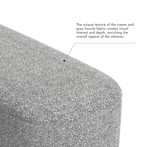 Image of HomePop 46 inch Ellipse Storage Bench with Metal Legs - Cream Boucle with Gray Yarns