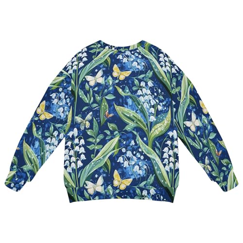 JUNZAN Chic Lily Blue Kids Girls Sweatshirts Hoodies Crewneck Sweatshirts for Boys Sports 4T2