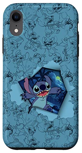 Coque iPhone XR Disney protégeant contre les chocs motif Stitch et Ange
