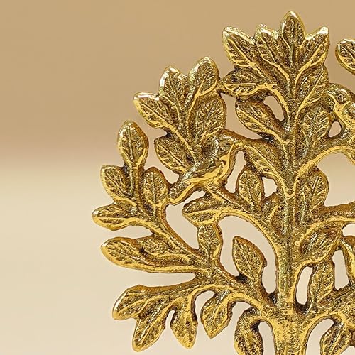 Image of BEHOMA 100% Pure Brass Kalpvriksh Tree with - Set of 5, 8.5 cm | Vastu Brass Tree of Life figurine showpiece - as a collectible display accent (Set of 5, 8.5 cm)
