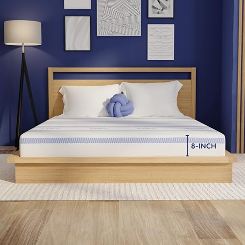 Image of Vibe Gel Memory Foam 8-Inch Mattress - Bed-in-a-Box - Twin Size - White - Certi-PUR Certified