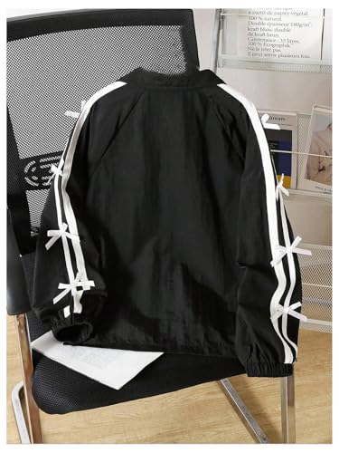 Floerns Girl's Y2k Bow Long Sleeve Jacket Zip Up Cute Oversized Coat Outwear2