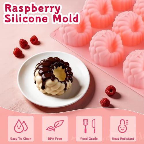 Vidotim 2Pcs Silicone Raspberry Mousse Molds for Mousse Cake, 9-Cavity Raspberry Fruit Molds Silicone for Mousse, Candy, Jelly by Vidotim - Used condition - Image 4