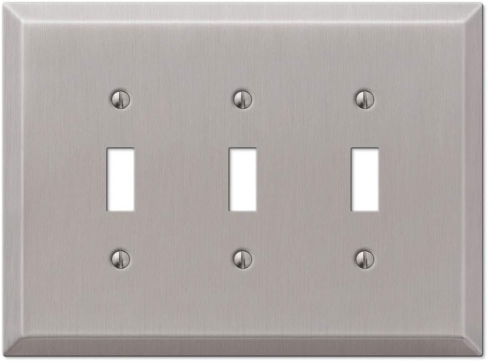 Colester Direct Metal Satin Nickel Wall Switch Plate Outlet Cover Toggle Rocker GFI *UPDATED SATIN NICKEL MATTE FINISH* (Power Outlet-Duplex Single 10 PACK)