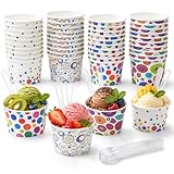 dellyy Papp-Eisbecher, 40 Stück Eisschalen Einweg-Dessertschalen mit Punktmuster, für Heiß- & Kaltgerichte, Eiscremebecher für Eis, Frozen Joghurt, Suppe