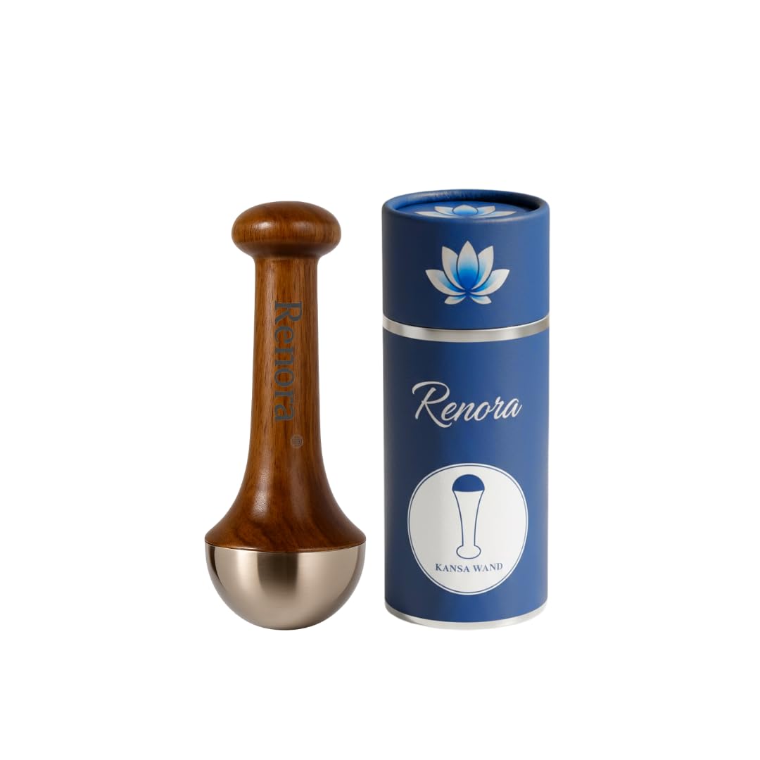 Kansa Wand for Face & Body Massage – Ayurvedic Kansa Metal Massage Tool for Facial Sculpting, Foot & Full Body Relaxation – Wooden Handle (Single sided)