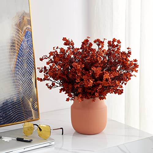 Iuknot Baby's Breath Flowers Bulk Artificial Flowers 7.8'' Rust Orange Gypsophila Flowers Fake Baby Breath Bouquet For Home Kitchen Wedding Garden Party Decor 8 Bunches (Vase Is Not Included ) #TOP1
