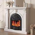 BLANKSPACE 48" Electric Fireplace with Mantel, Tv Stand with Black Birdcage Fire Place Heater and Carved Square Column Design Design for Living Room, Bedroom