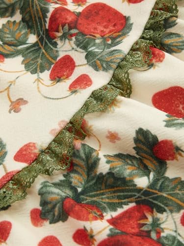 CIDER Skirts for Women Strawberry Pattern Tiered Maxi Skirt Flowy A Line Mid Waist Long Skirt3