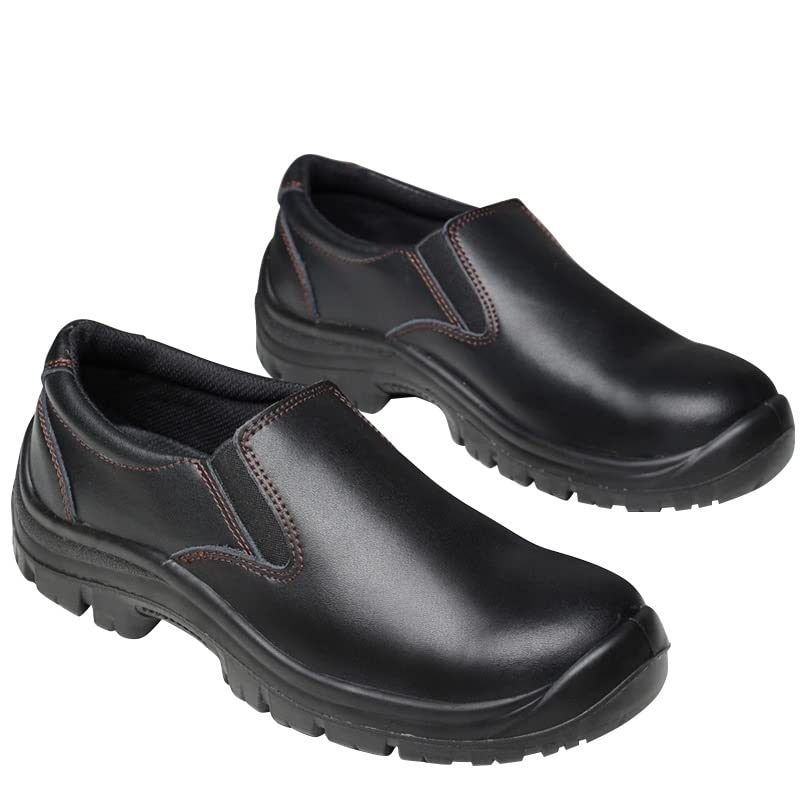Steel Toe Shoes Men's Light and Durable Work Shoes Puncture-Resistant Slip-on (Color : Black, Size : 10)
