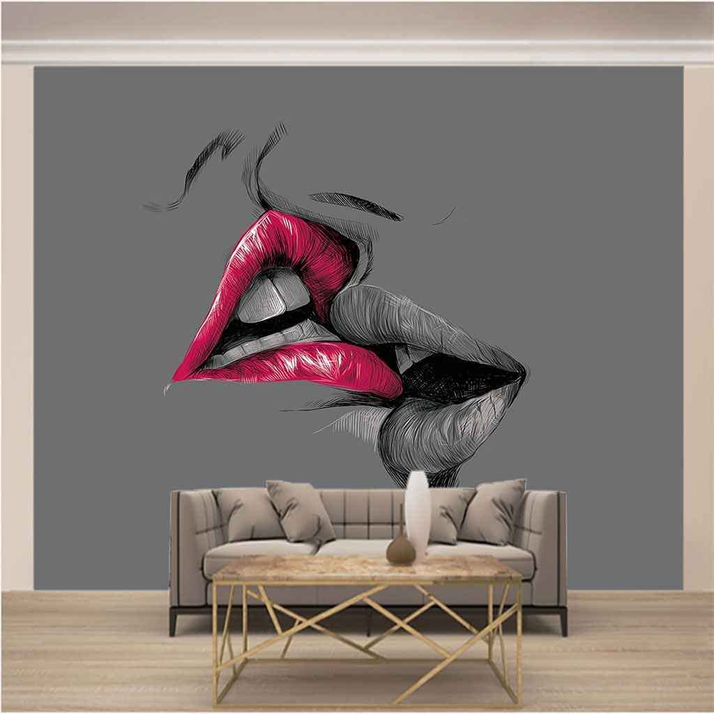 Pintura Moderna Personajes Abstractos De Pareja Gris 3D Wall Mural Wallpapers, Custom Wallpaper 3D Mural, Hotel Dormitorio Sala De Estar Sofá Tv Fondo Pared Decoración Del Hogar Wall Art Wall Posters