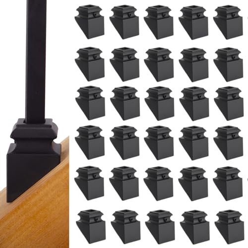 Iron Baluster Shoes - Slant Shoe with Screw (30) Satin Black