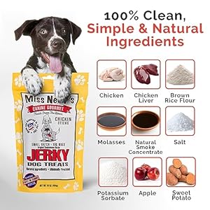 Miss nellys  rooster jerky canine treats  smooth sticks  usa made and sourced  unique smoke home recipe  small batch rooster jerky for canines  minimally processed  16 oz Bag   cucciolini doodles
