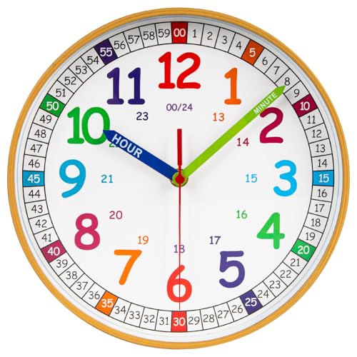 Reloj de pared silencioso para niños, 10 pulgadas miniatura 1