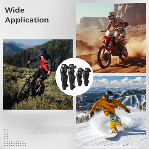 4 PCS Motorcycle Knee Elbow Pads, Elbow and Knee Pads for Adults, Adjustable Elbow and Knee Guards, Cycling Knee Elbow Protectors with Hard Shell and Buffer Lining for Dirt Bike, Skateboard, Ski