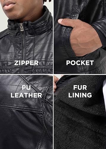 Image of X-Ray Men's Slim Fit Faux-Leather Moto Jacket with Removable Hood