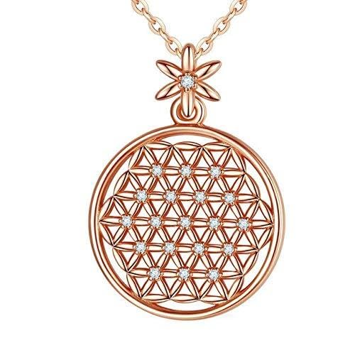 925 Sterling Silber Rose Gold/Silber Farbe Blume des Lebens Anhänger Halskette mit Samen Halsketten Schmuck