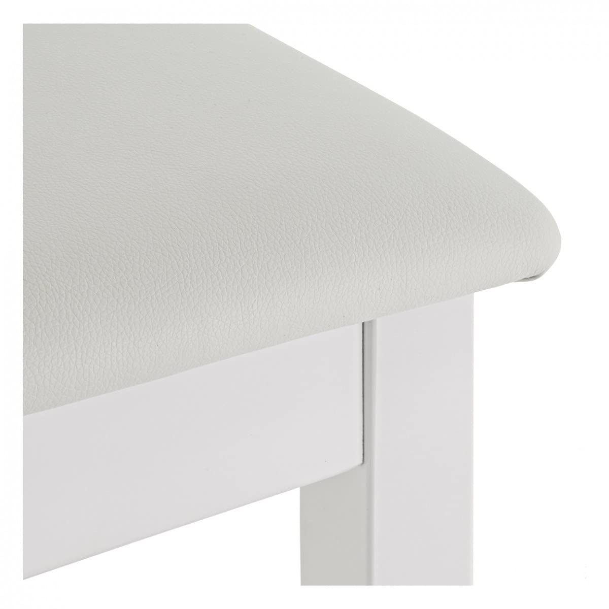 gear4music Taburete Blanco para Piano con Almacenamiento | Elegante cojín blanco en polipiel para el confort, montaje fácil en kit, amplio compartimento de almacenaje para partituras