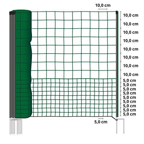 VOSS.farming Zaun Netz Kit, Nicht elektrisch, 50 m Länge und extra hohe 125 cm, einfachen Zugang System; Toll für Geflügel, kleine Hunde und Kaninchen