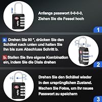Diyife TSA Gepäckschlösser, TSA Zahlenschloss 4 Stellig, 2 Stück Schwarz – Ansicht 7