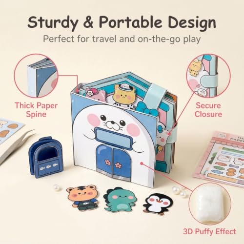 Image of PATPAT 6Pcs DIY Paper Quiet Book, Cartoon Food-Theme Scene Activity Book