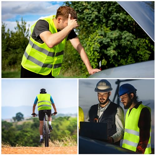KEWUZY Chaleco Reflectante, 4 Piezas Chaleco Reflectante de Seguridad, Chaleco de Seguridad de Alta Visibilidad para Conductor, Limpiadores