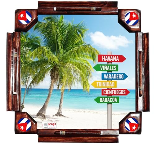 Mesa Domino con Diseño de Playa Cubana Plegable y Colorida