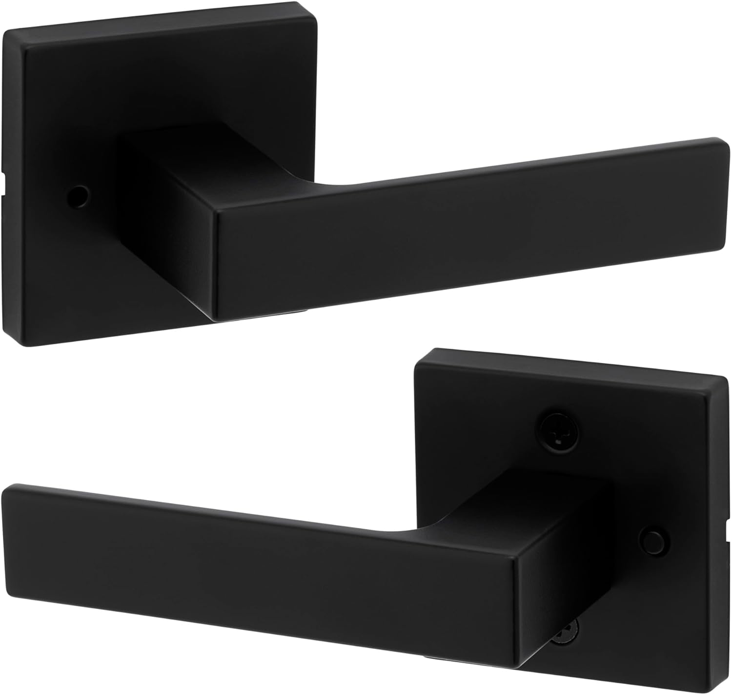 Kwikset Singapore Interior Privacy Door Handle with Lock, Door Lever For Bathroom and Bedroom, Matte Black Reversible Keyless Turn Lock, with Microban Protection