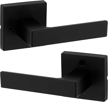 Kwikset Singapore Interior Privacy Door Handle with Lock, Door Lever For Bathroom and Bedroom, Matte Black Reversible Keyless Turn Lock, with Microban Protection