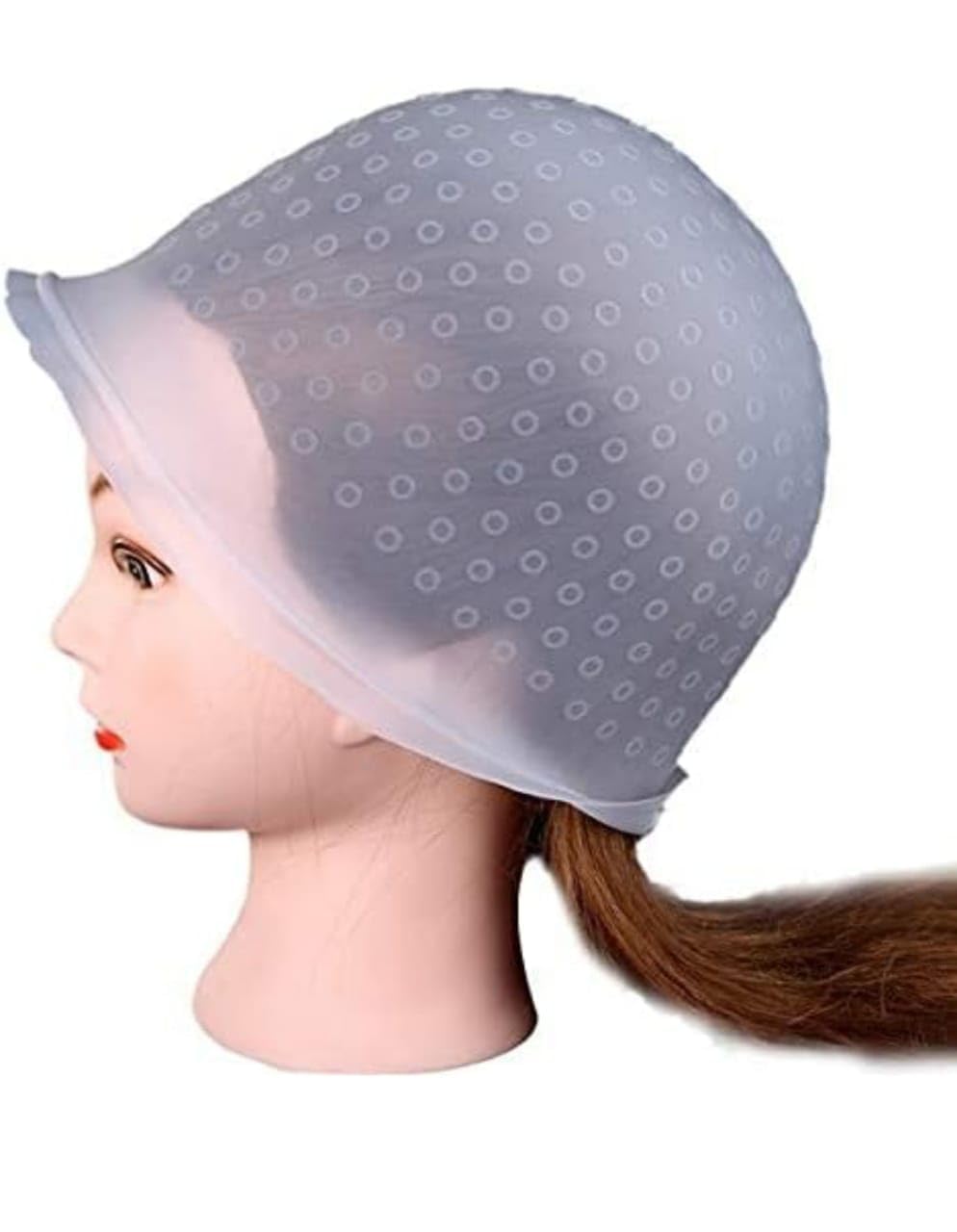 SHISHI Highlight Cap Silicone Hair Dye Cap Reusable Professional Reusable Hair Coloring Highlighting Spa Cap and Hook Hair Salon (Pack of 1) - Transparent-image-32