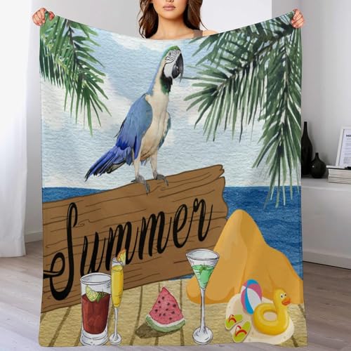 Manta de forro polar con diseño de loro mullida y tejido premium para decoración acogedora 7