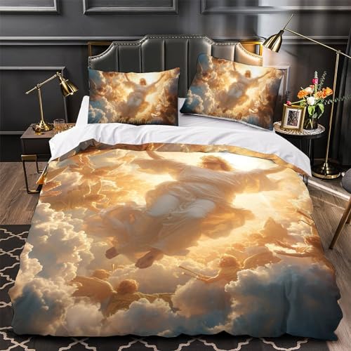 Housse de couette chrétienne Jésus impression 3D microfibre parure de lit ado 140x200