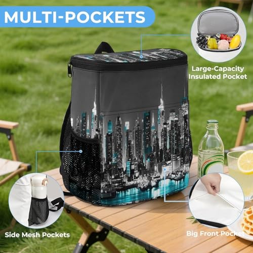 Sac à dos isotherme étanche polyester robuste New York Paintings camping extérieur - 8