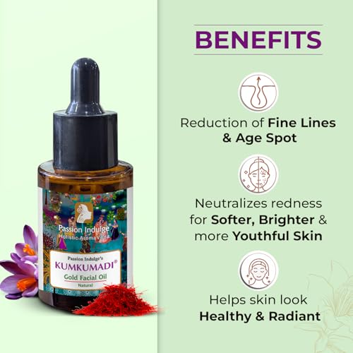 Image of Passion Indulge Kumkumadi Tailam Face Oil for Glowing Skin 30ml | Dark Spot Corrector & Brightening Serum | Kumkumadi Tailam with Saffron & 16 Ayurvedic Herbs | Reduces Pigmentation, Blemishes & Dull Skin Face Serum