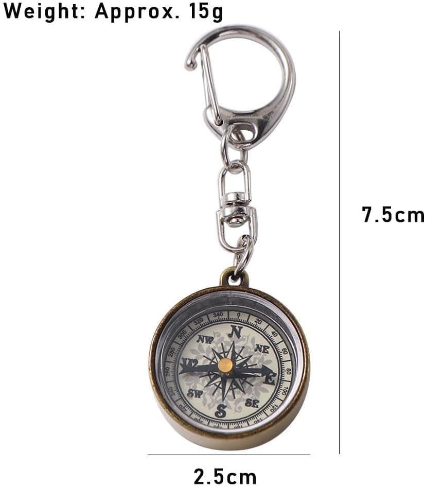 Brújula metálica vintage con cadena y diseño dorado miniatura 4