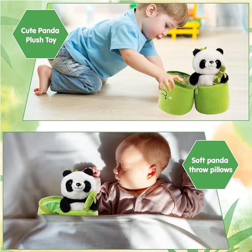 Image of Kidology Panda Stuffed Animal Bamboo Pillow Stuffed Bear Plushies Panda Doll Gifts for Boys Girls Easter Bunny Stuffed Animal Cute Rabbit Plushie (Small, Panda)