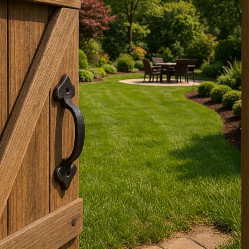 Image of 7 Inch Heart Barn Door Handle - Black Cast Iron Pull for Sliding Doors, Gates, Sheds, Fences, Closets - Indoor Outdoor Farmhouse Hardware