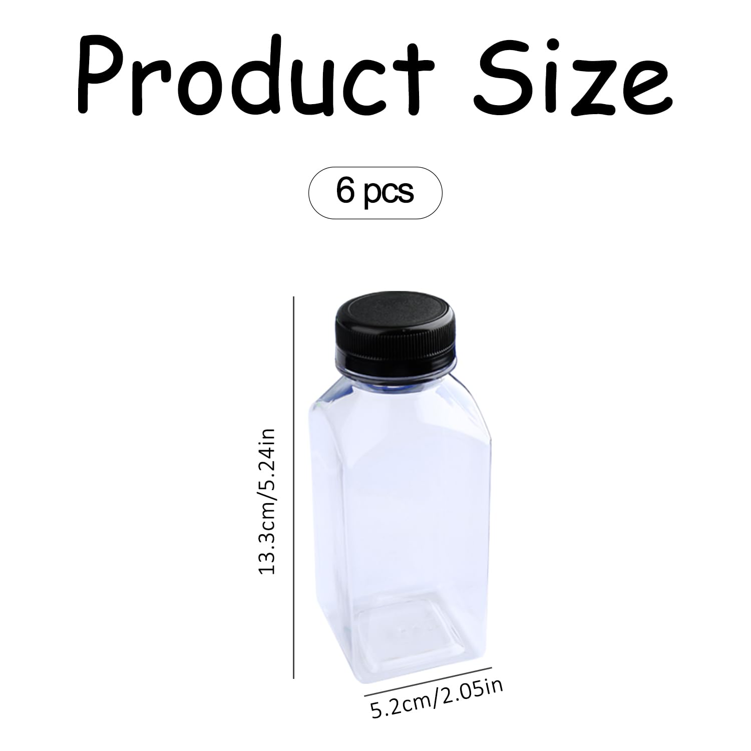 Bojueshaw 8pcs Mini Fridge Bottles, 250ml Clear PET Plastic, Reusable Wide Mouth Bottles with Lids - Image 2