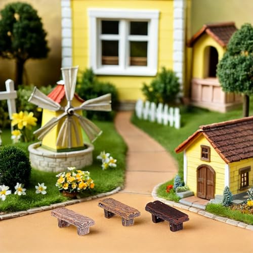 Banco miniatura de resina desmontable para decoración de bonsáis y jardines 5
