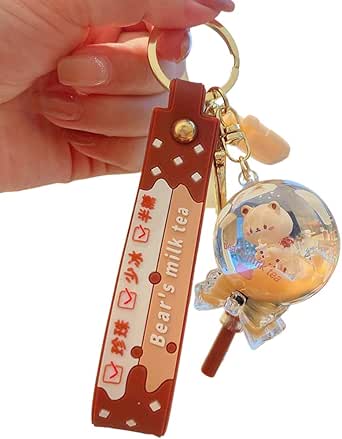 CHOOYIH Kawaii Donut Boba Keychain Cute Bubble Tea Keychain Boba Bear ...