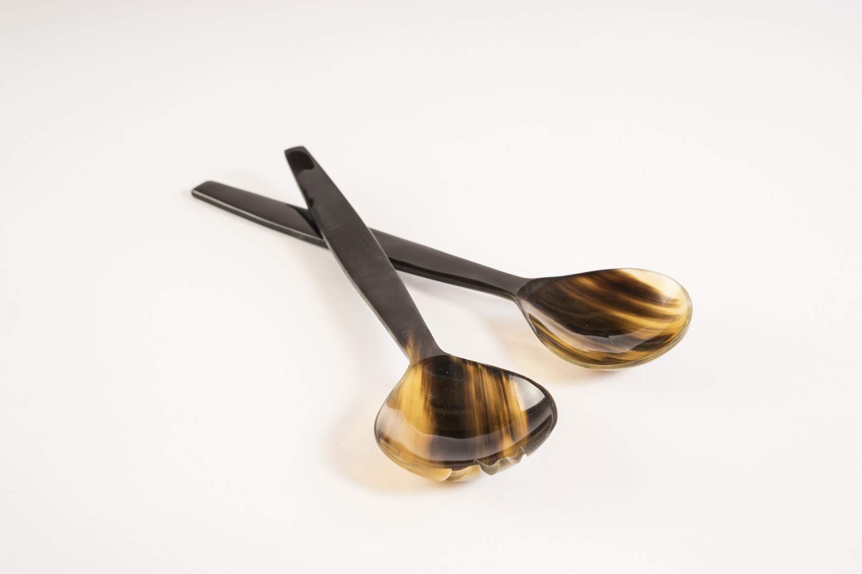 Elegantes Salatbesteck Horn Soraja (Salat - Gabel, Löffel) 2-teilig