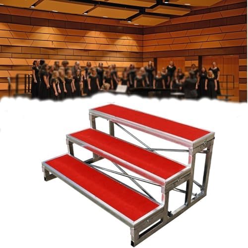 Choral Risers Choir Stairs Riser Platform Stage Anti Slip Singing Steps School Church Theater Concert,Heavy-Duty 3-Tier Portable Choir Riser Stand - Ideal for Church, School Performances, Co