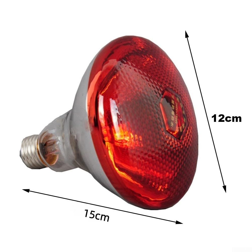 Red Infrared Heat Lamp,for Chickens,Brooders & Reptiles – 110V E27 Base Incandescent Bulb with Quartz Glass,5000-Hour Lifespan(Red Saffron 175W) — view 2