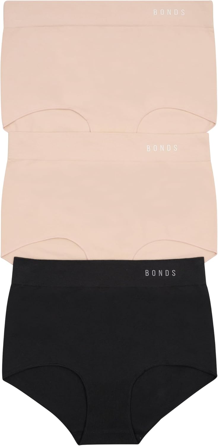 Bonds Seamless Invisi Full Brief Underwear in Cotton-Rich Blend for Women, 3-Pack