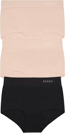 Bonds Womens Seamless Invisi Full Brief Underwear in Cotton-rich Blend for Women, 3-pack