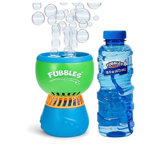 FUBBLES NO Spill Funfiniti Bubble Machine | Blows One Hour of Non Stop Bubbles |Amazon Exclusive Toy Set Includes 36oz of Non Toxic Refill Solution (Bubble Solution Bottle Colors Will Vary) Pack of 1