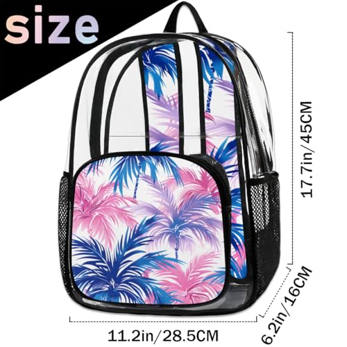 Coconut Tree Watercolour Clear Backpack Stadium Approved PVC Backpacks for Adults Heavy Duty Clear Bag for Work Security Travel College2
