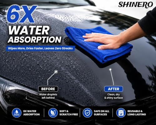 Image of Premium 400 GSM Microfiber Car Cleaning Cloths, 12Pcs Multicolour | Highly Absorbent Lint & Streak Free Towels for Car & Bike Washing, Polishing, Detailing & Multipurpose Cleaning | Reusable